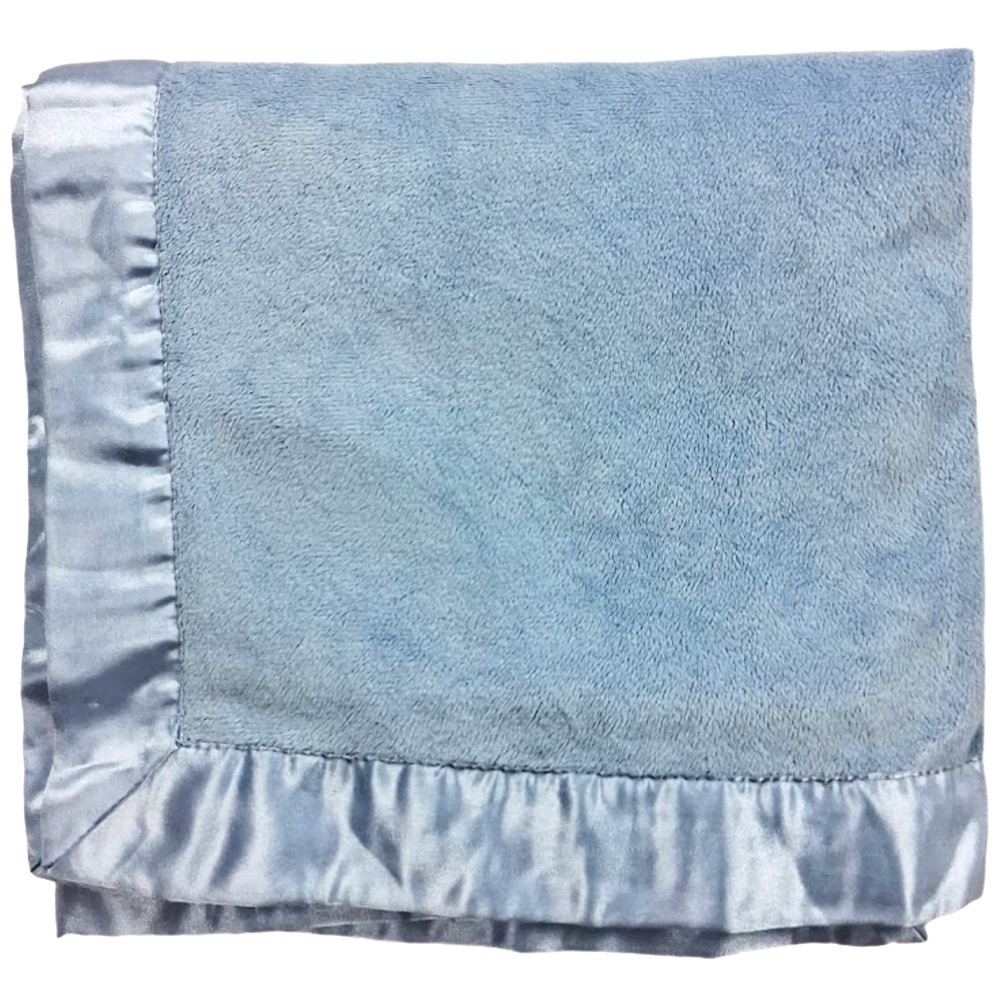 NoJo Solid‎ Blue Baby Blanket Satin Trim Backside 30x40 Lovey Security htf Boy